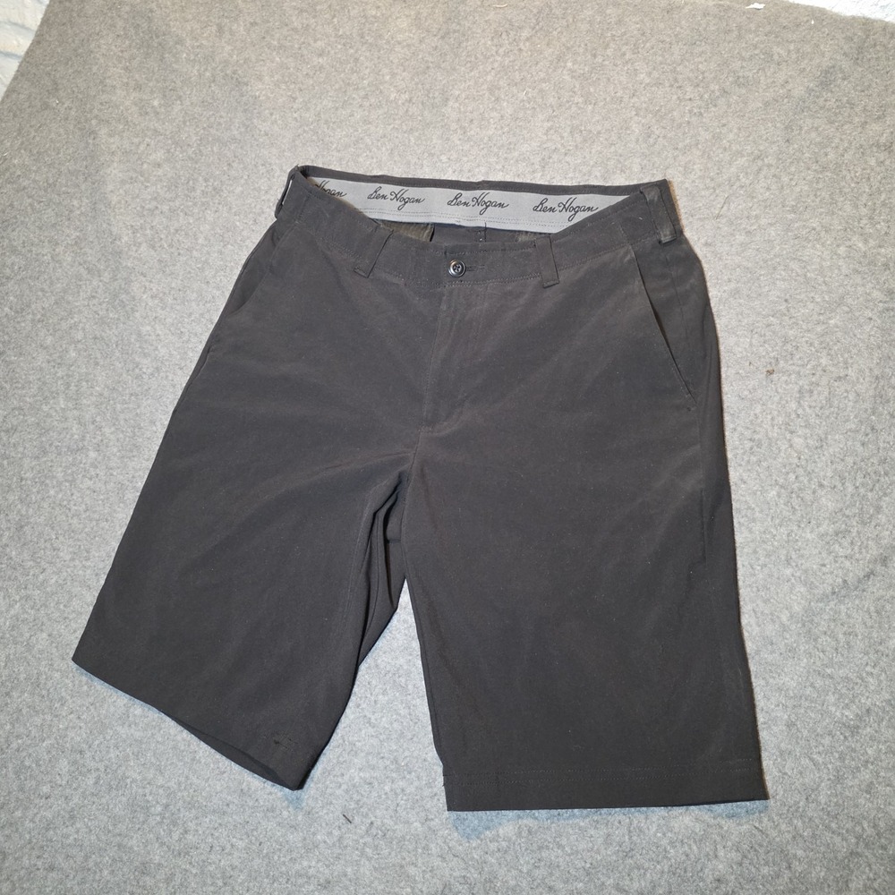 Ben Hogan Men's Black Chino Shorts Stretch Flat Front Solid Slash Pockets193